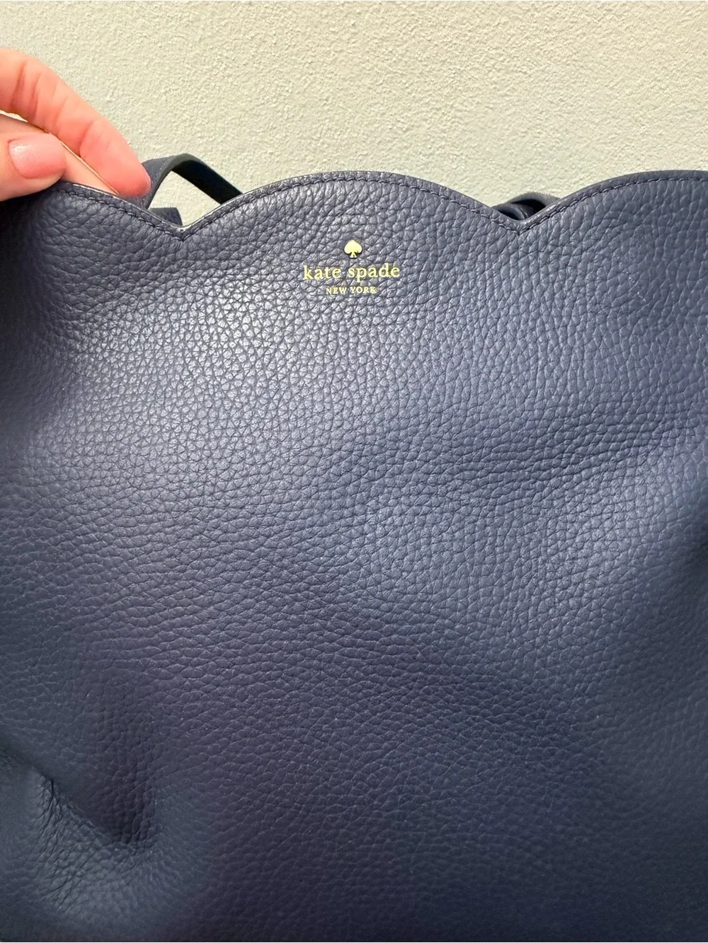 kate spade Navy Scallop-Edge Pebbled Leather Tote